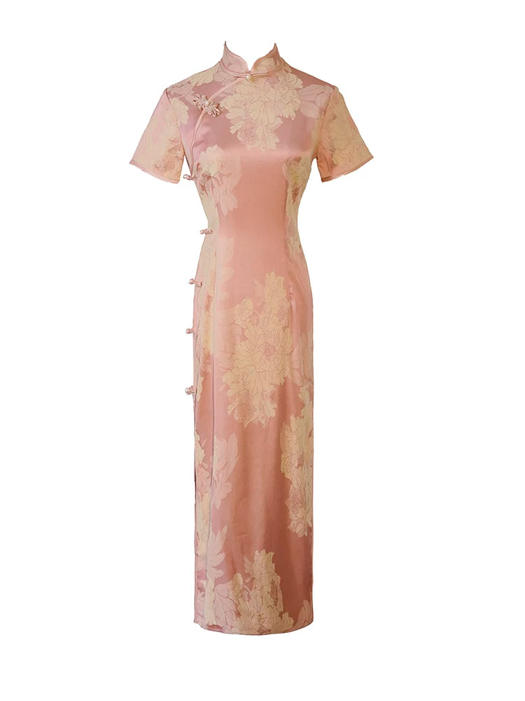 Purple Peony | Printed Satin Qipao (紫牡丹)