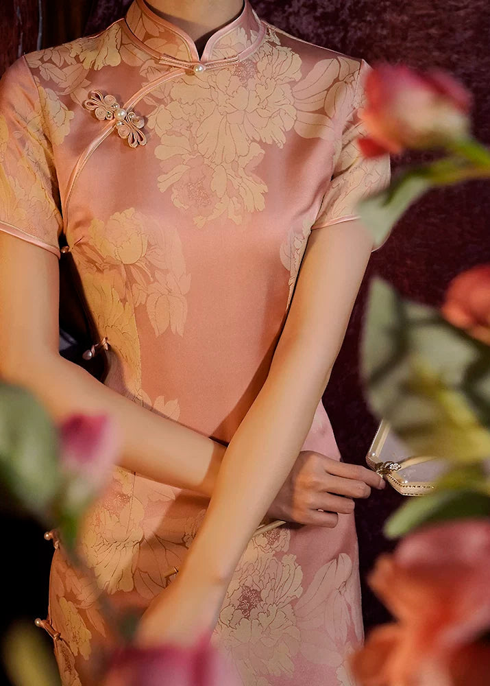 Purple Peony | Printed Satin Qipao (紫牡丹)