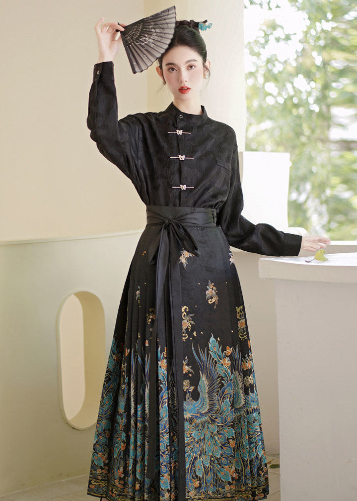 Little Jade | Plus Embroidered Ma Mian Skirt Set (点翠)