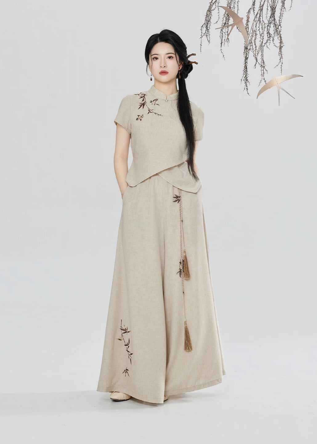 Sparrow Whisper | Modern 2-Piece Pants Set (枝头雀语)