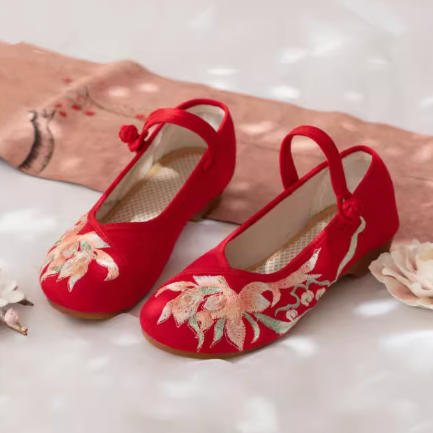 Peony | Blush Embroidered Shoes(芍药）