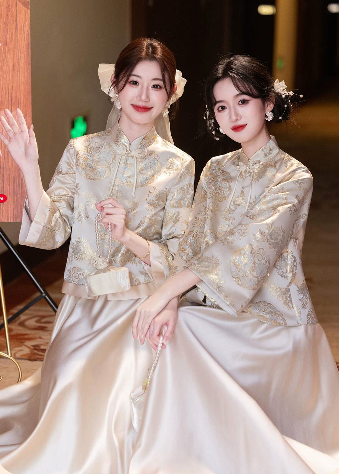 Bridesmaids Gold Champagne Chinese Style Dress (BM013)
