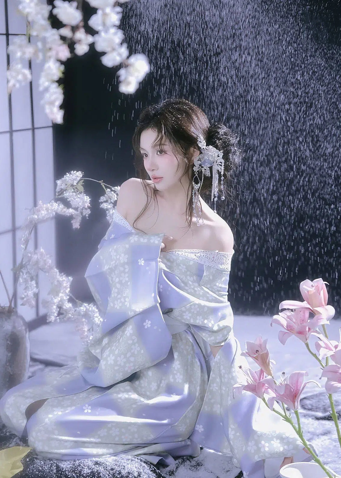 Violet Sakura | 2-Piece Lace Asian Kimono (紫樱)