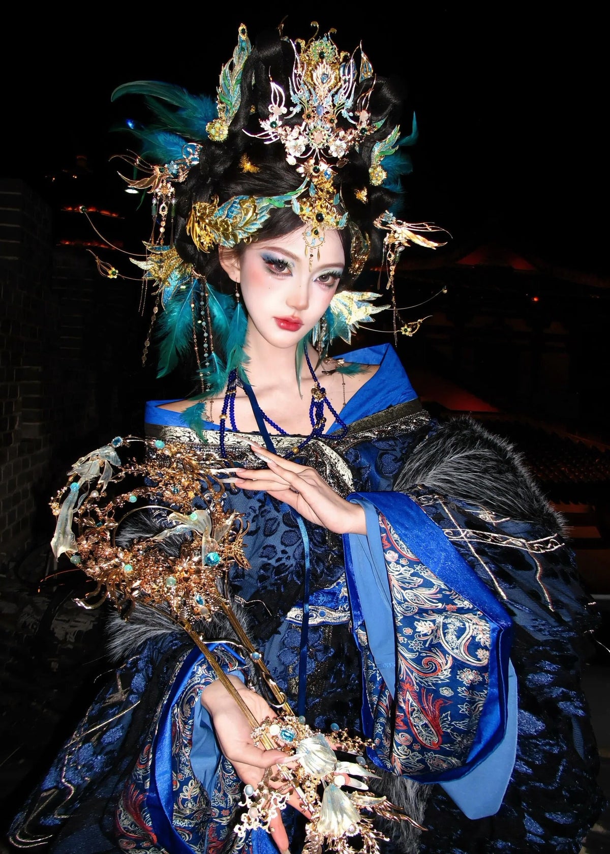 Azure Phoenix | Feathered Crown & Hair Accessories Set (青鸾神女)