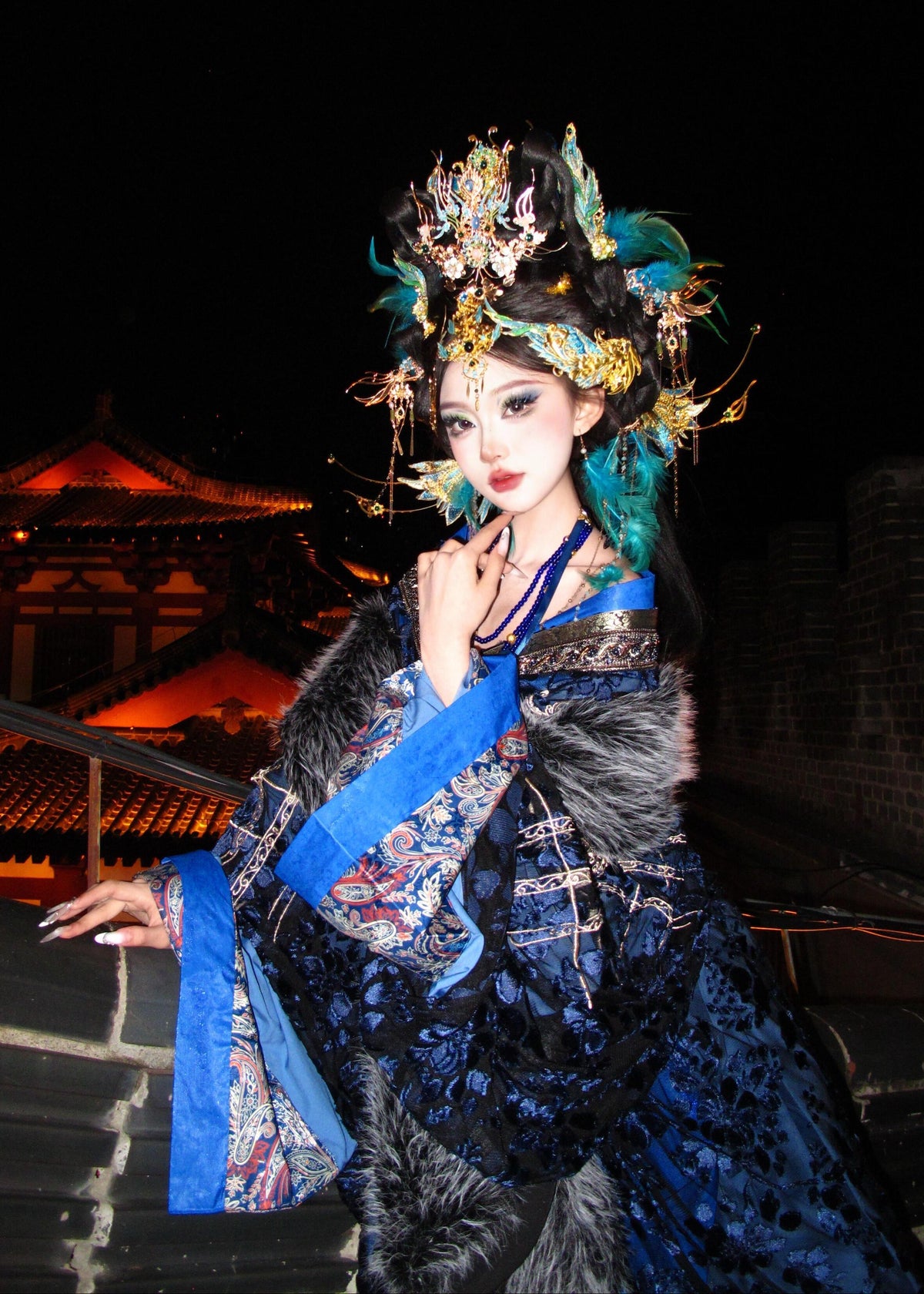 Azure Phoenix | Feathered Crown & Hair Accessories Set (青鸾神女)