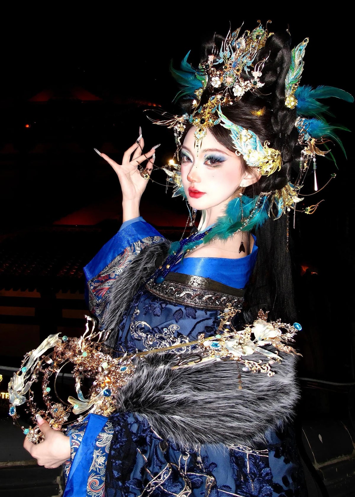 Azure Phoenix | Feathered Crown & Hair Accessories Set (青鸾神女)
