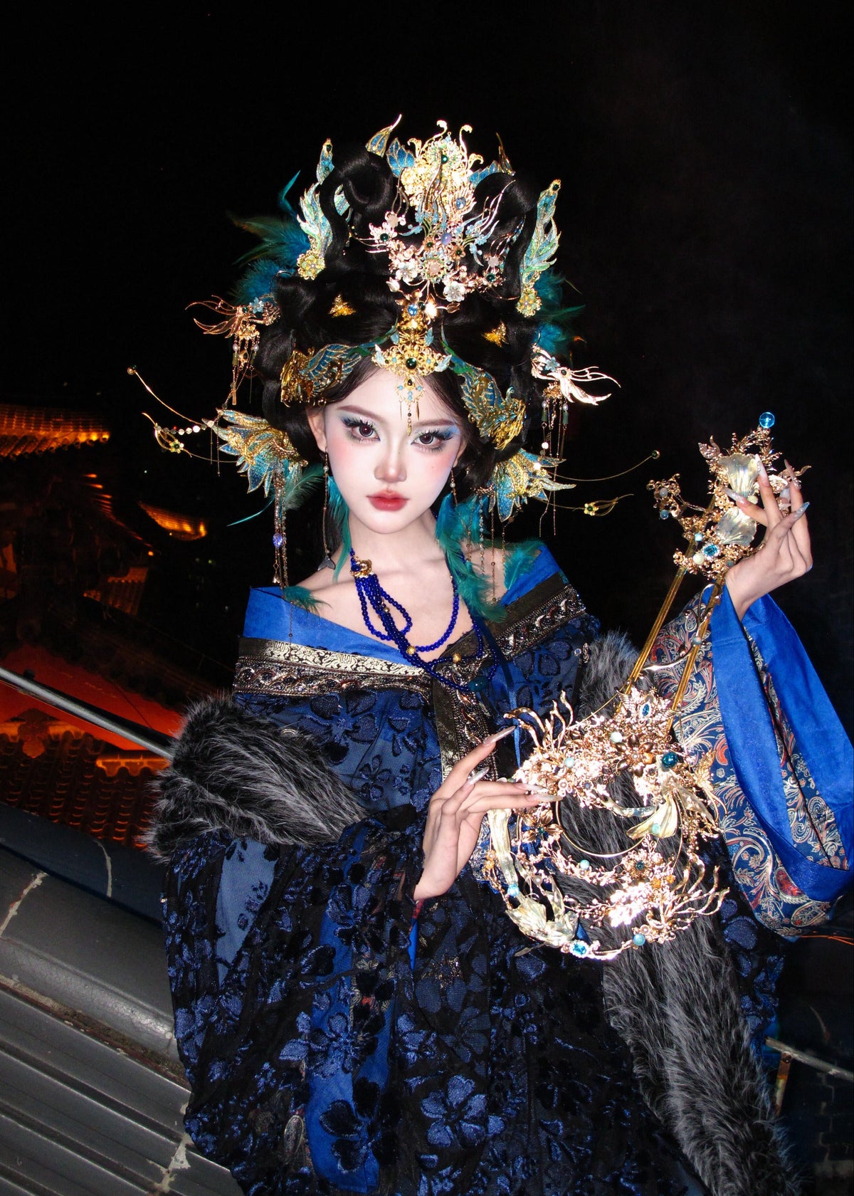Azure Phoenix | Feathered Crown & Hair Accessories Set (青鸾神女)