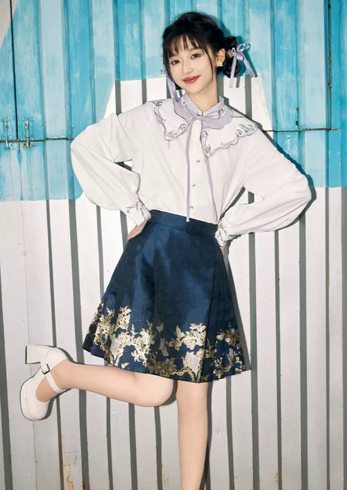 Spring Azure | 2-Pieces Modern MaMian Skirt Set (春黛)