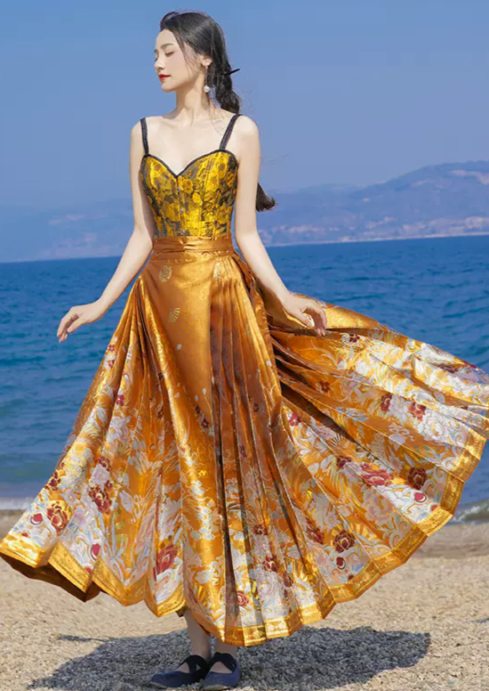 Gilding | 2-Pieces Modern MaMian Skirt Set (鎏金)