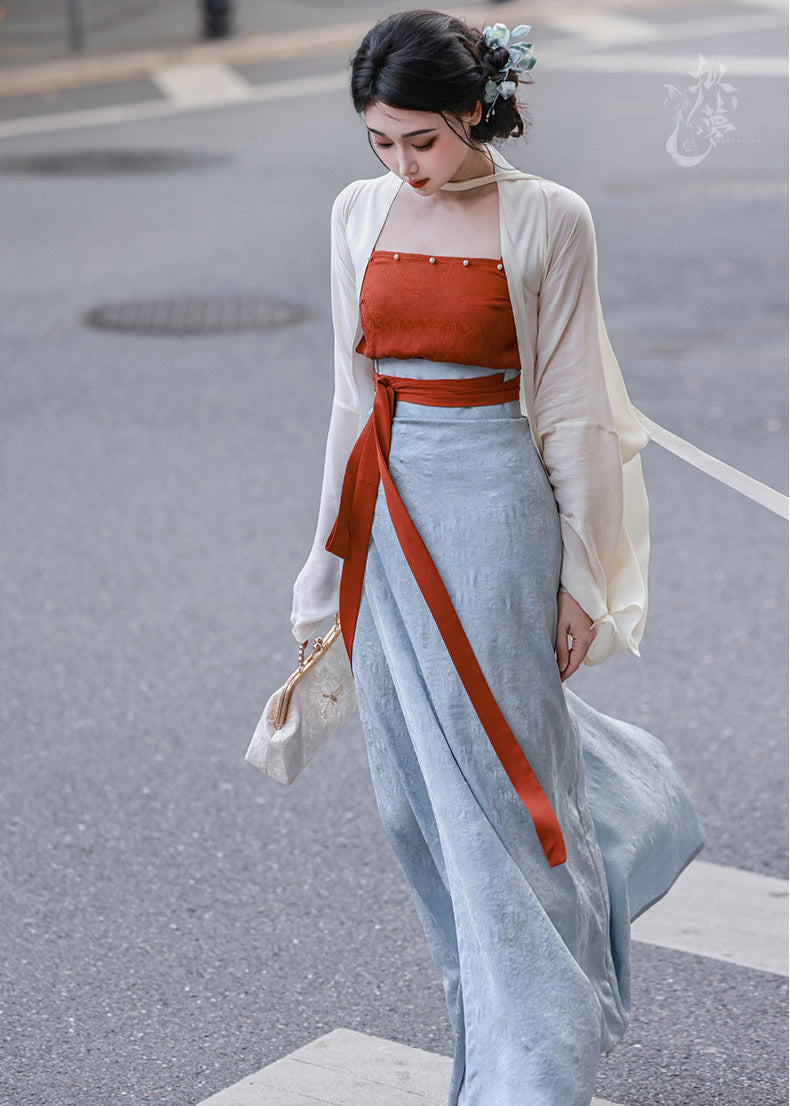 Espera de niebla | Hanfu de 3 piezas (等烟雨）