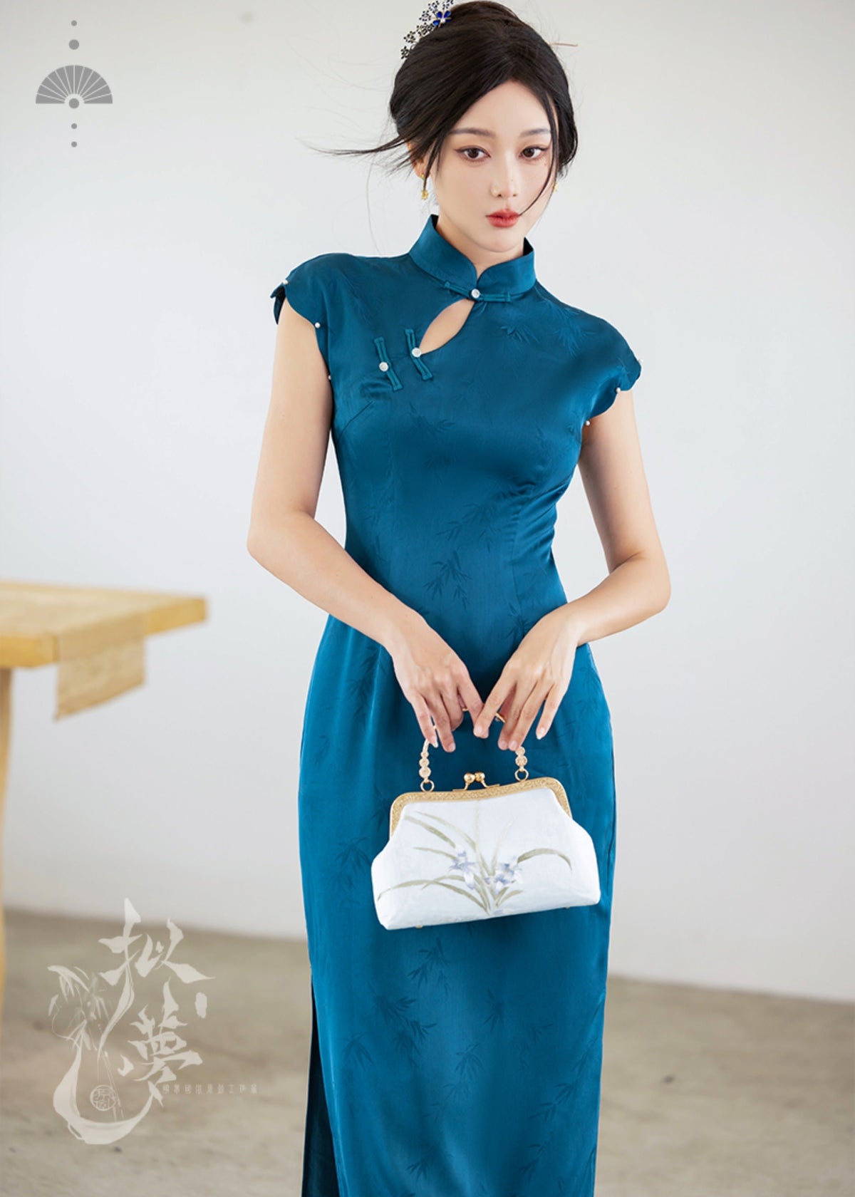 modern qipao dress Indigo