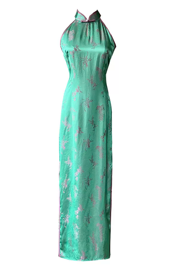 Emerald Blossom | Satin Qipao Dress (翡翠花开)