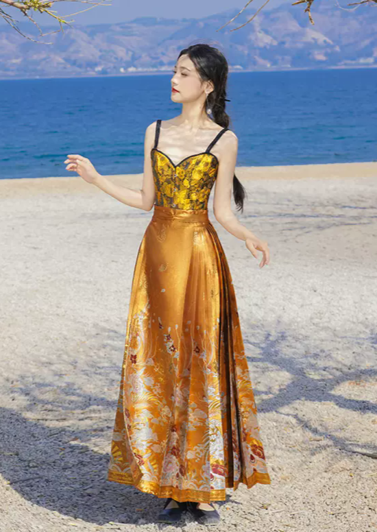 Gilding | 2-Pieces Modern MaMian Skirt Set (鎏金)