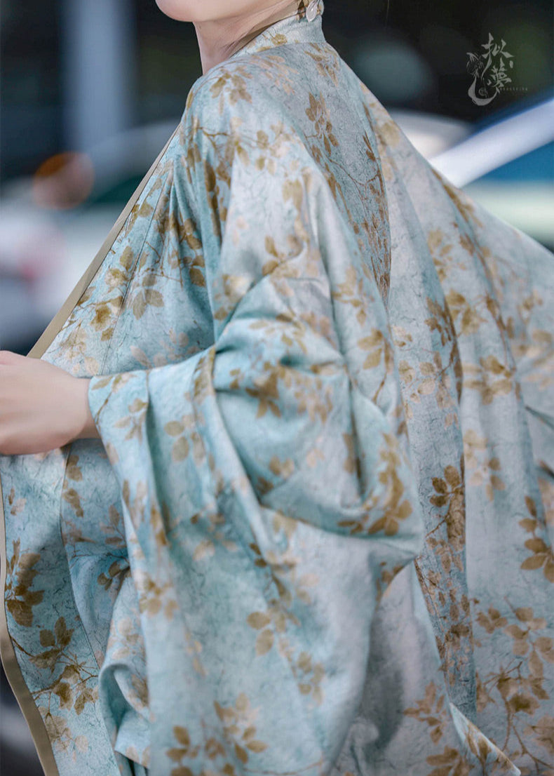 Floral Cyan | Modern 3-Piece Pants Set (花青)