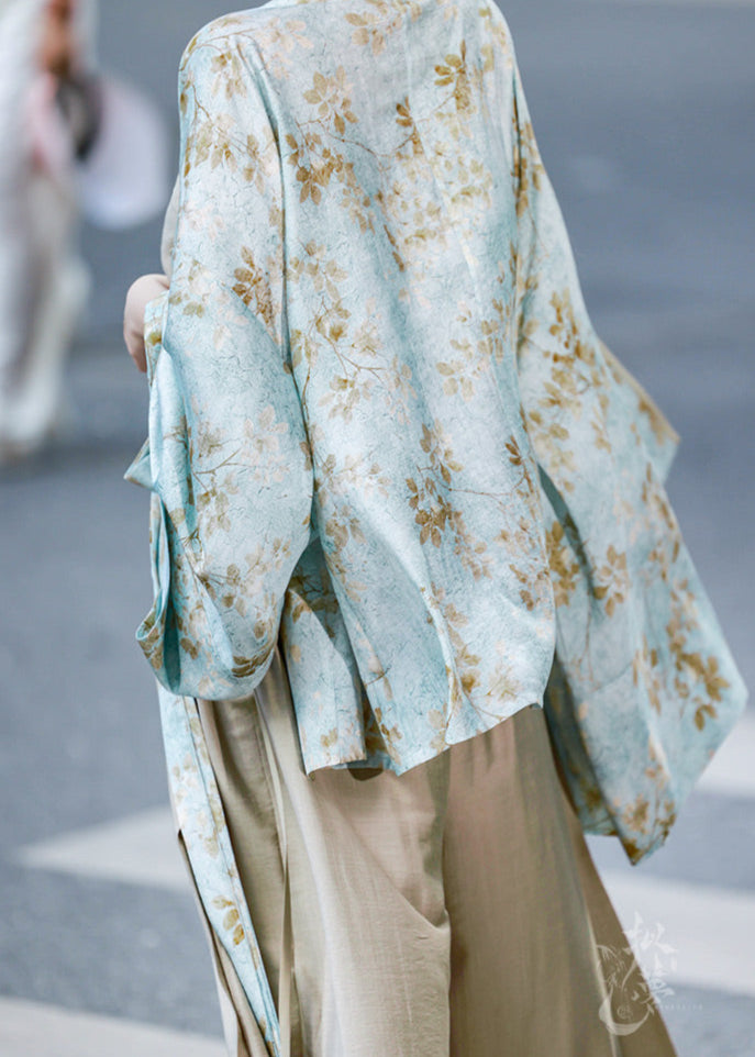 Floral Cyan | Modern 3-Piece Pants Set (花青)