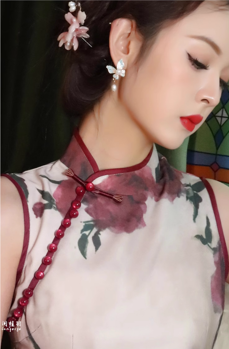 Rosy Romance | Satin Qipao Dress (玫瑰恋曲)