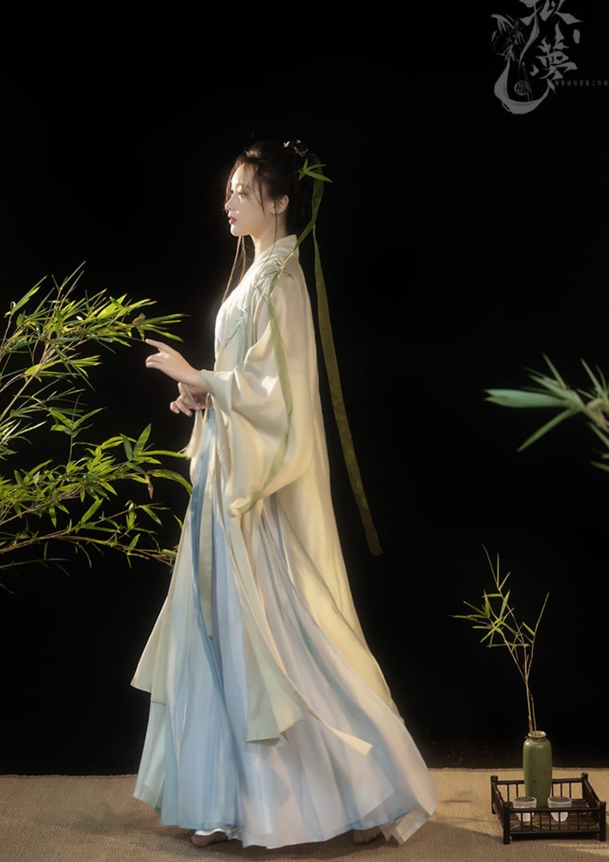 Bamboo | Embroidered Blue Dress (若竹)