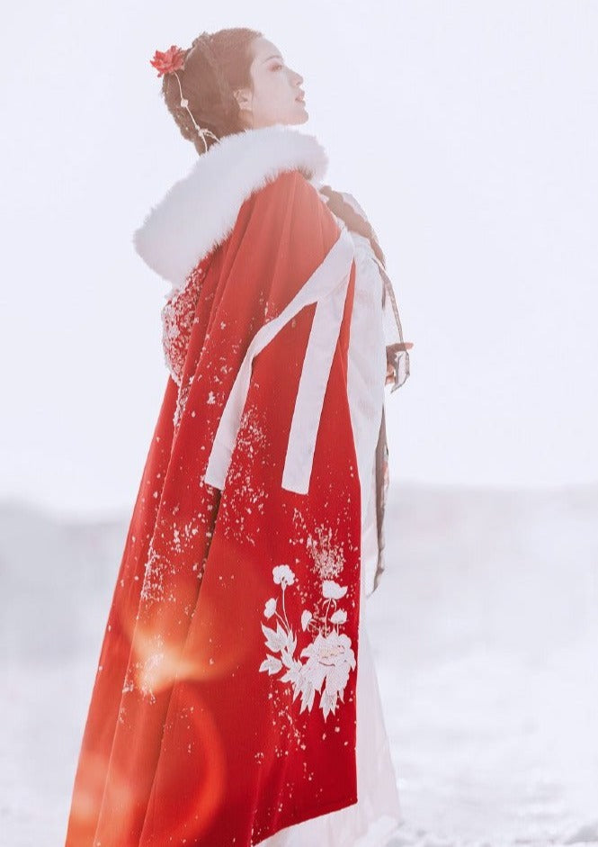 Snowie | Red Fur Hanfu Cape (SnwRed)