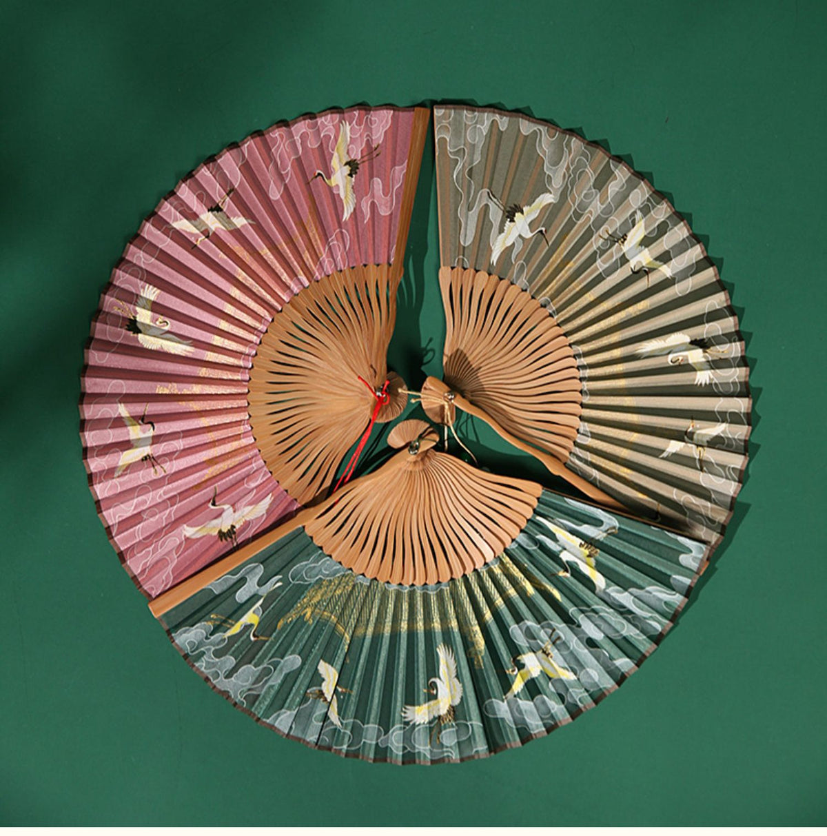 Flying Crane | Folding Tassels Fan