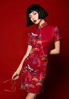 Maple Crane | Printed Mini Qipao Dress (枫鹤)