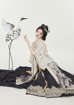 Ink Crane | Beige Hanfu Dress (姑获鸟)
