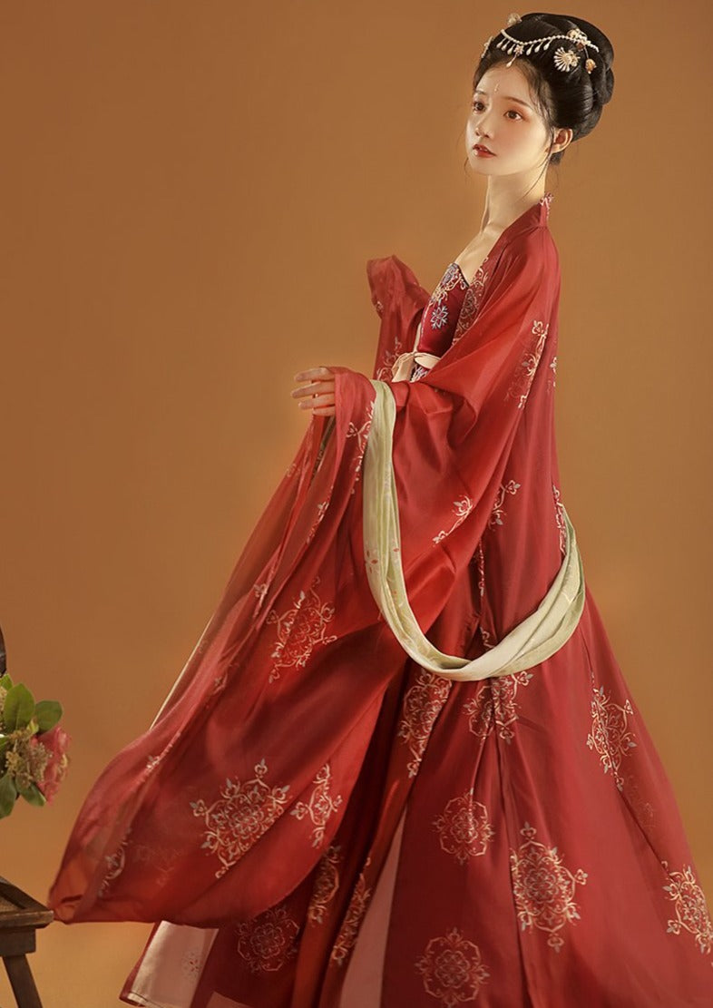 Kanzashi Flower | Red Hanfu Dress (簪花)