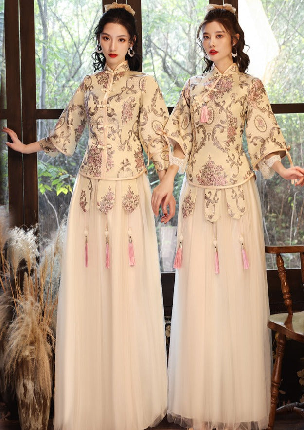 Bridesmaids Gold Chinese Style Dress (BM012)