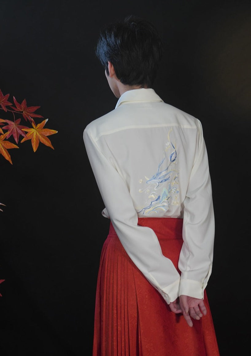 Waves | Modern Unisex Black Blouse (踏浪)