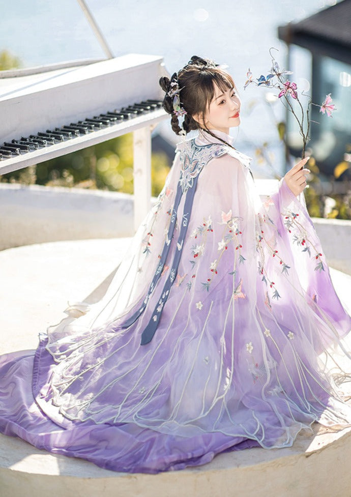 purple butterfly dress Girls Cold Shoulder Gown by Tiffany Princess 13733 14 / Lilac See sheer Purple Butterfly | Hanfu Dress