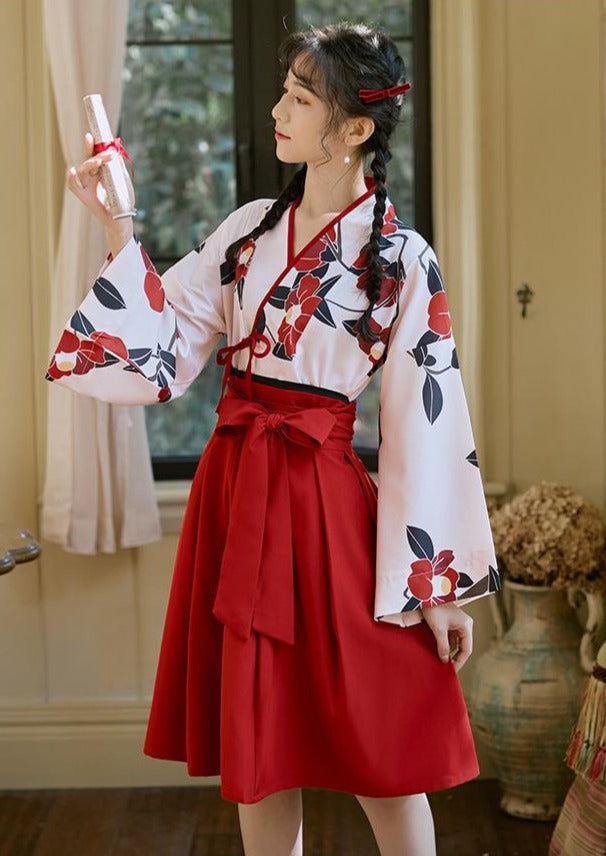 Camellia | Modern Red Short Dress (夏日校服)