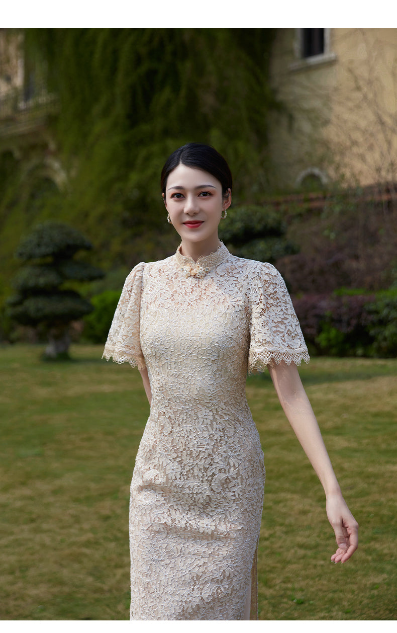 Lace Bride | Bridal Ivory Qipao (轻纱舞)