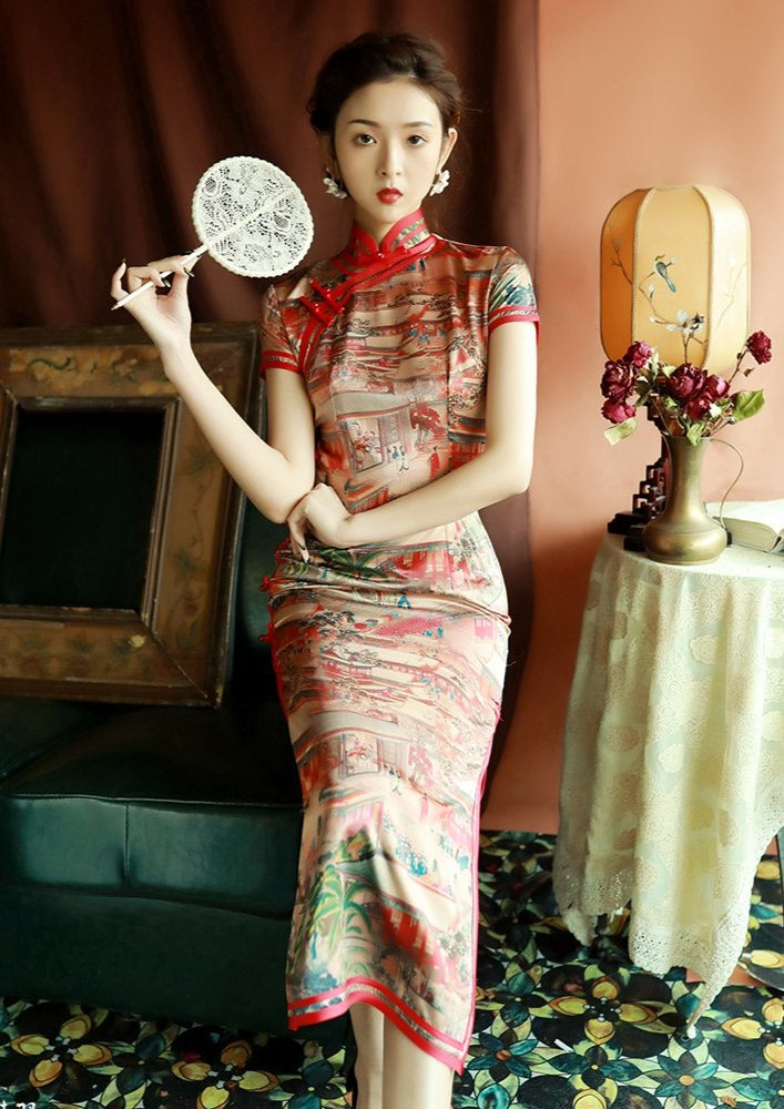 Meiling | Painting Satin Qipao (MeilRedPtn)