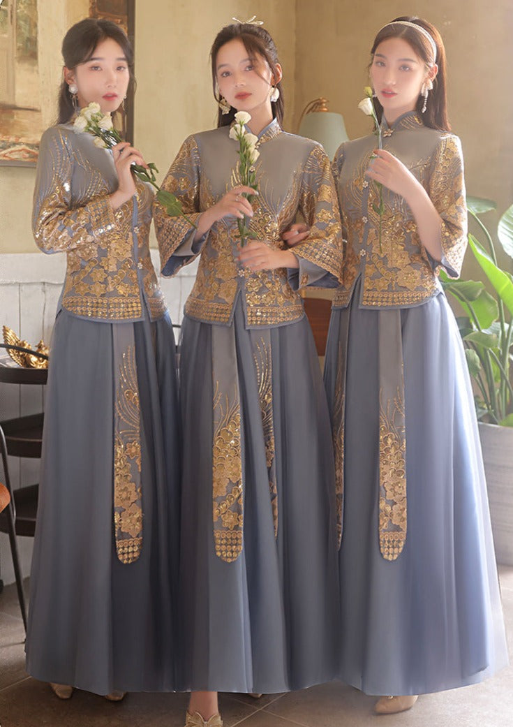 Bridesmaids Blue Chinese Style Dress (BM03)