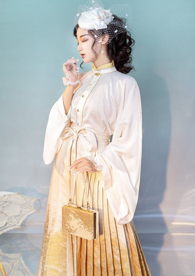 Moon River | Modern Silver Ma Mian Skirt (月生春江)