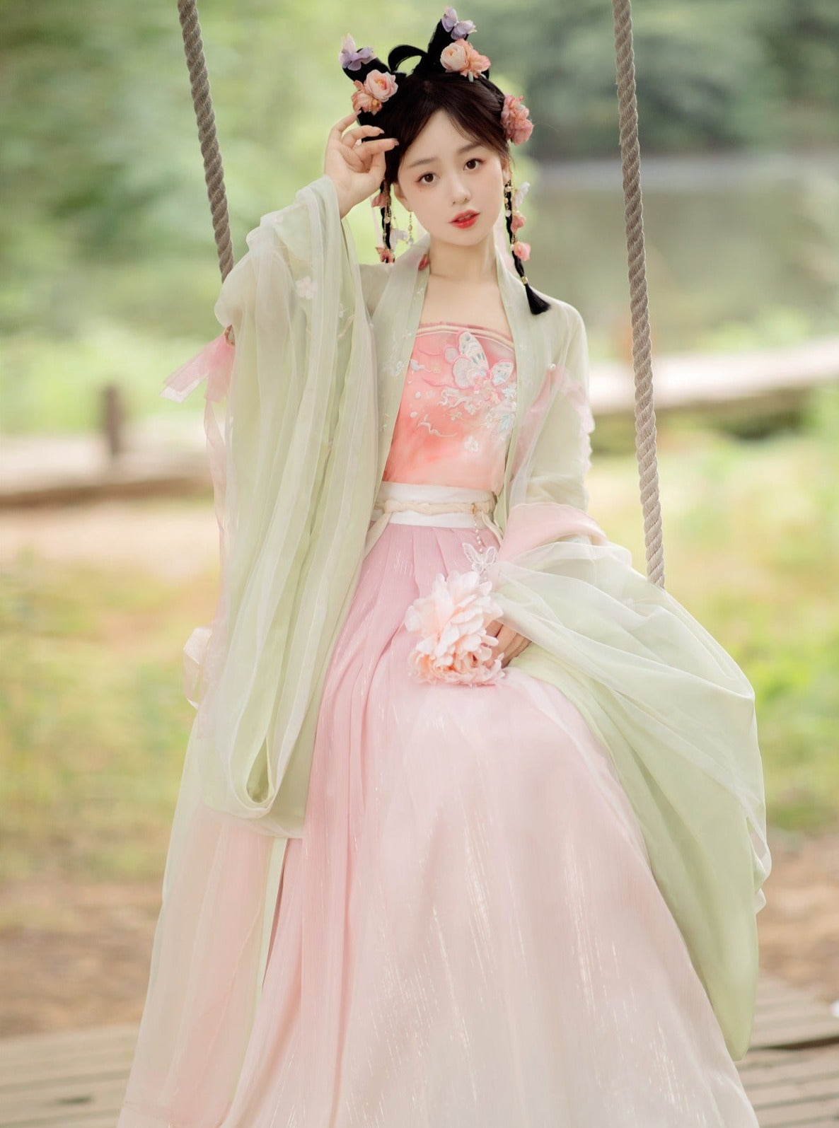 Sueño de mariposa | Vestido Hanfu verde de verano (梦蝶)