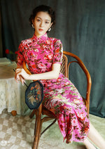 Pink Rose | Vintage Velvet Qipao (红玫瑰)