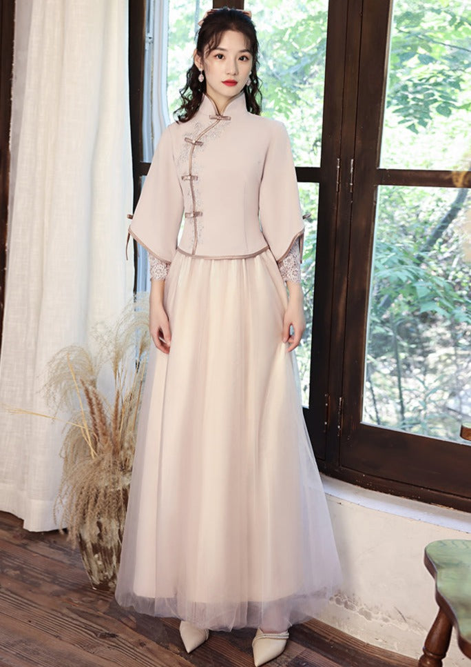 Bridesmaids Gray Chinese Style Dress (BM09)