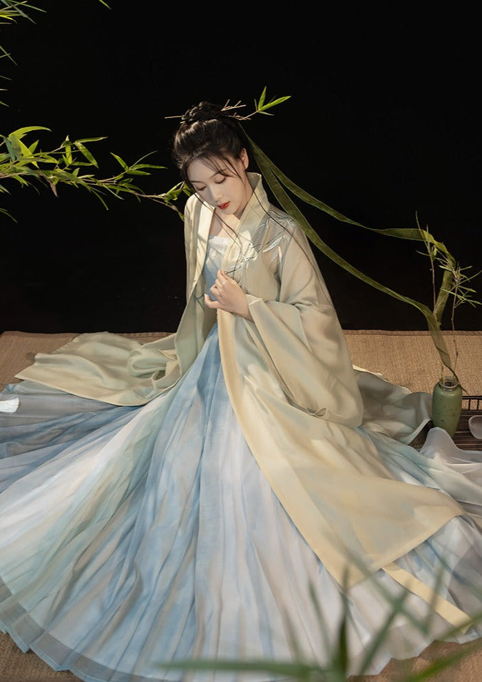 Bamboo | Embroidered Blue Dress (若竹)