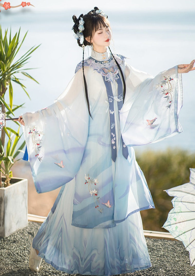 Purple Butterfly | Hanfu Dress () S / Blue / 5-Pieces Hanfu Purple Butterfly | Hanfu Dress () S / Blue / 5-Pieces Hanfu