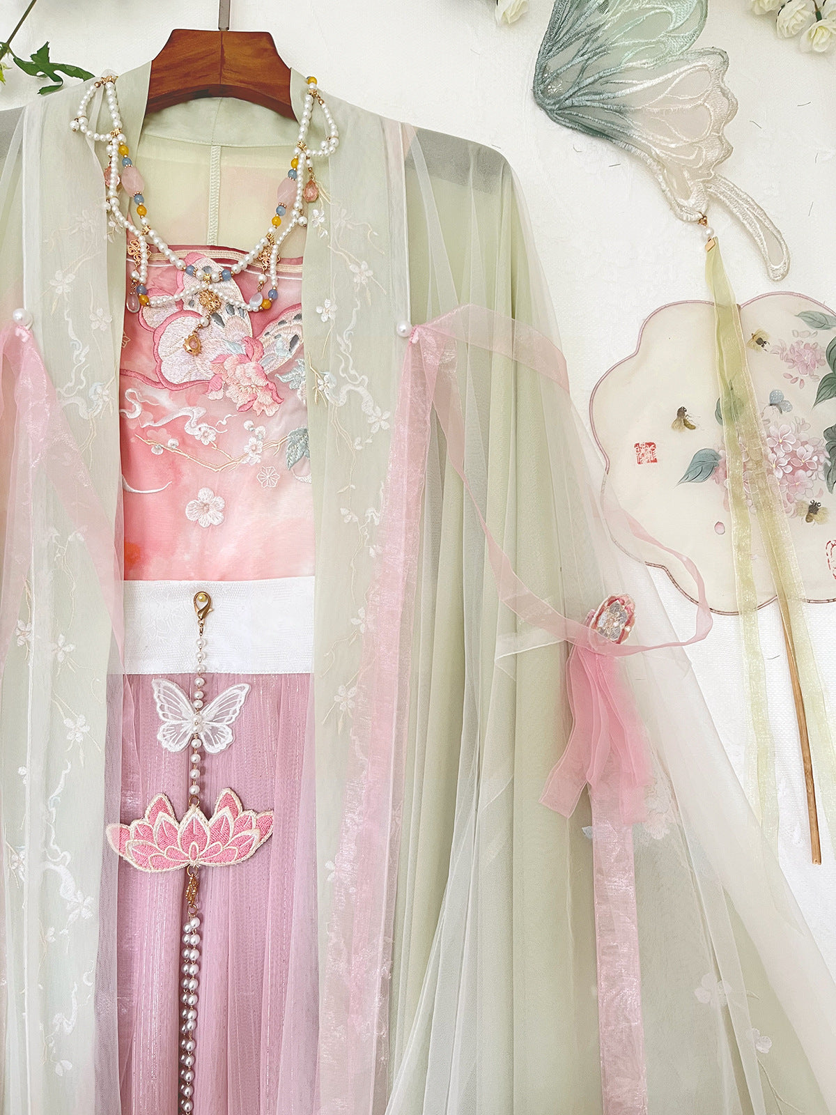Sueño de mariposa | Vestido Hanfu rosa de verano (梦蝶)