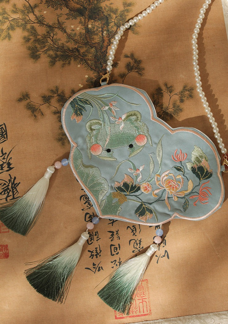 Crab | Blue Embroidered Bag