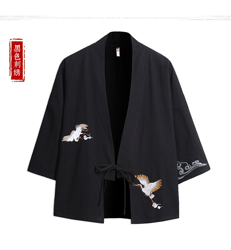 LingTian | Black Uni-Sex Asian Robe / Kimono (凌天)