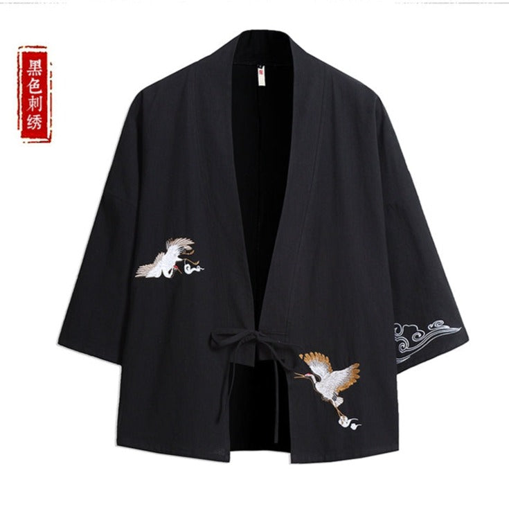 Lingtian | Black Uni-Sex Asian Robe / Kimono (凌天)