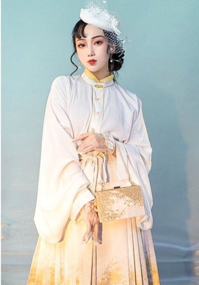 Moon River | Modern Silver Ma Mian Skirt (月生春江)