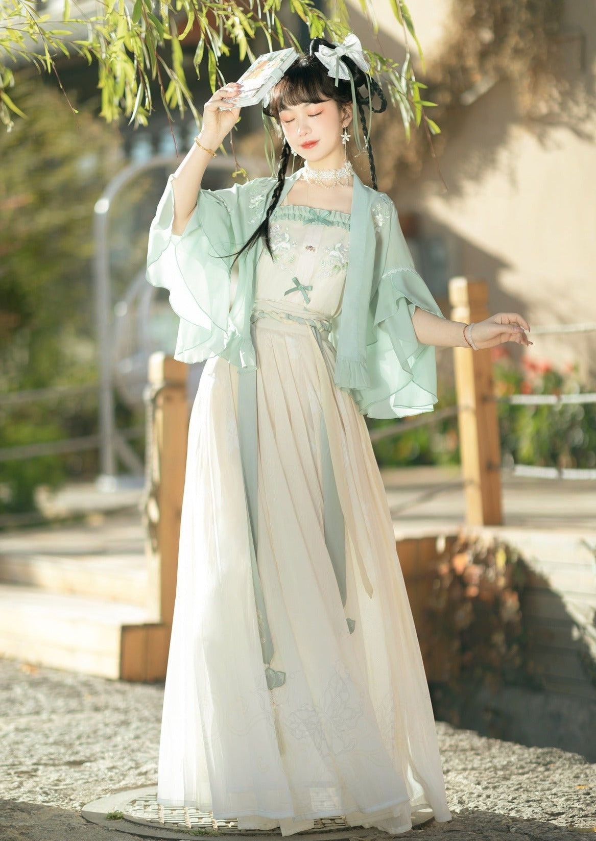 Night Camellia | Green Summer Hanfu Dress (晚山茶)