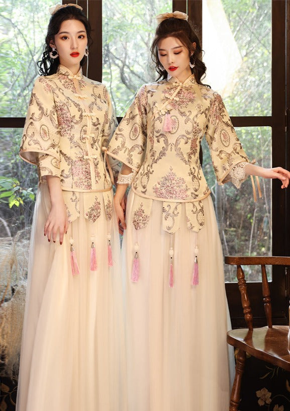 Bridesmaids Gold Chinese Style Dress (BM012)