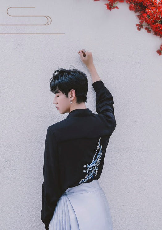 Waves | Modern Unisex Black Blouse (踏浪)