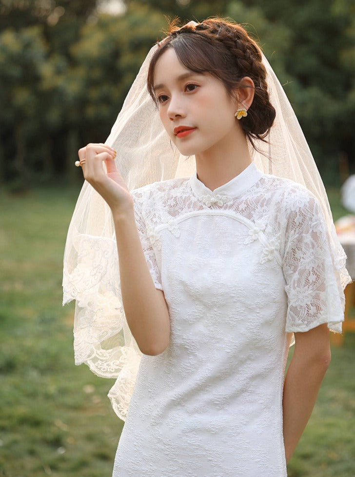 White Bridal Qipao Dress (WQP01)