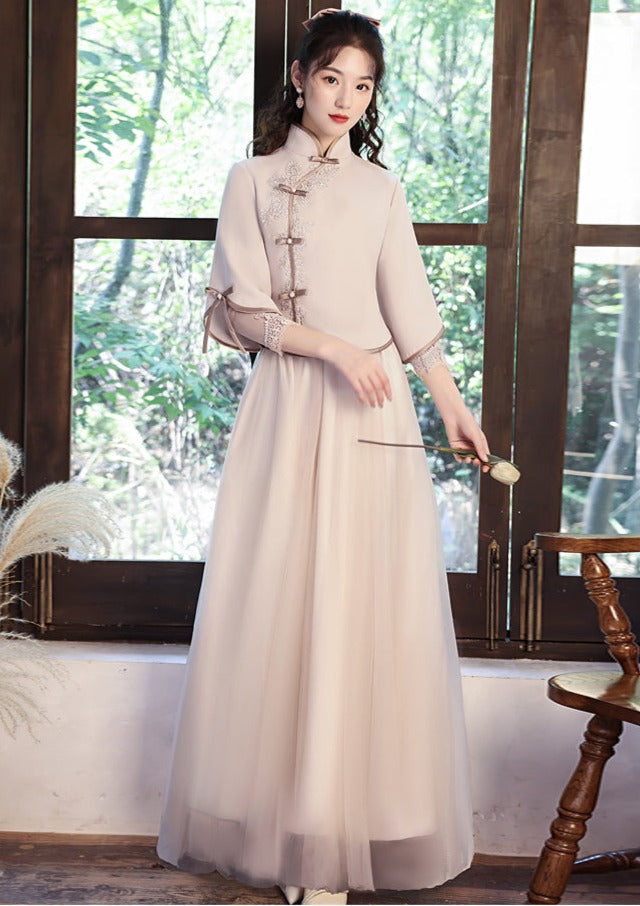 Bridesmaids Gray Chinese Style Dress (BM09)