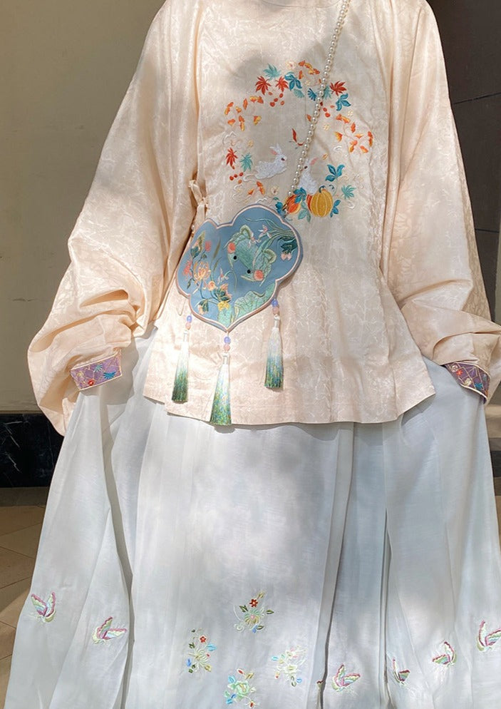 Crab | Blue Embroidered Bag